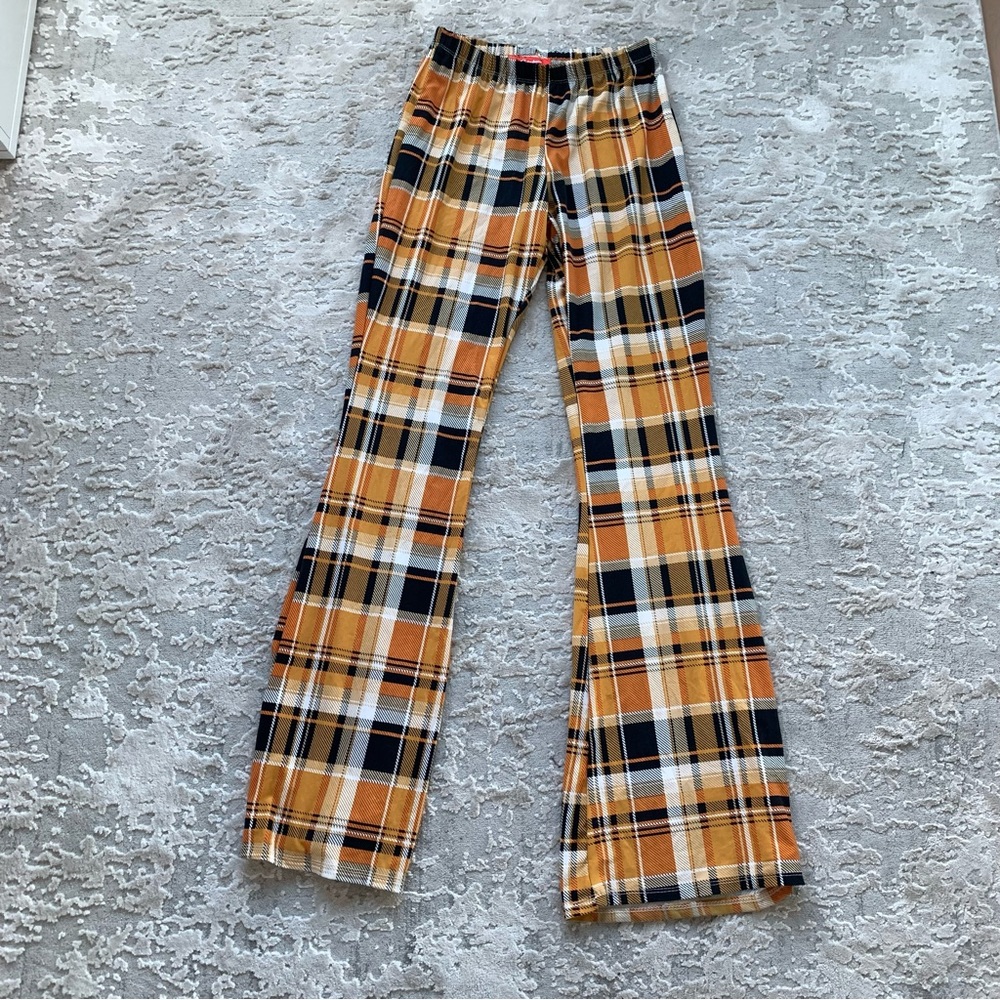 Vintage rainbow brand orange plaid flare high waisted pants